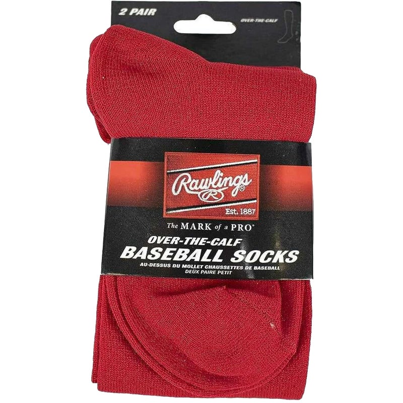 Rawlings Womens Athletic Baseball Socks 2 Pair, Scarlet, Large US - Image 3